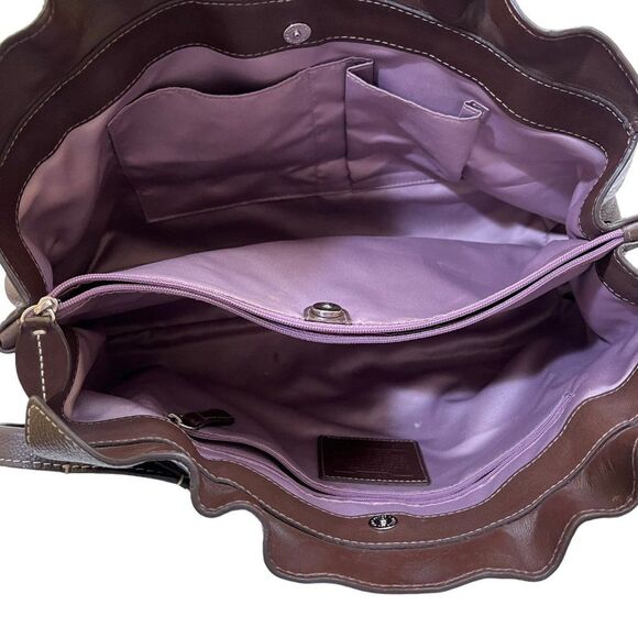 Coach Penelope Brown Ruffle Top Leather Shoulder Bag K1069-F14682 - Picture 14 of 16